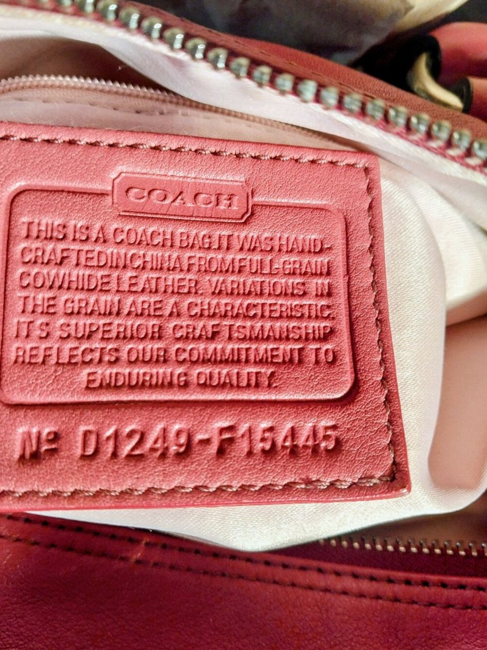 Coach Ashley Coral Pink Leather Satchel Pleated Silver Hardware Hobo Bag F15445 - Picture 7 of 11